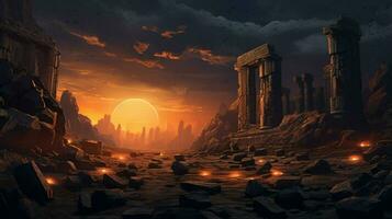 antico rovine Ignite spiritualità a tramonto crepuscolo foto