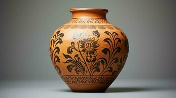 antico terracotta vaso con ornato floreale modello foto