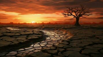 arido fango paesaggio rotto albero tramonto stagione foto