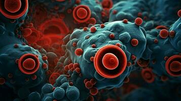 sangue cellule ingrandita rivelatrice natura microscopico design foto