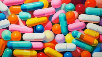 colorato pillole versare allettante dipendenza e eccesso foto