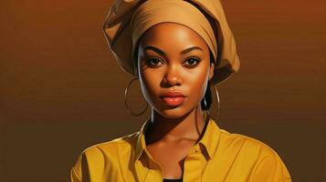 fiducioso giovane africano donna nel casuale berretto foto