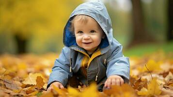 carino bambino ragazzo giocando all'aperto sorridente con innocenza foto