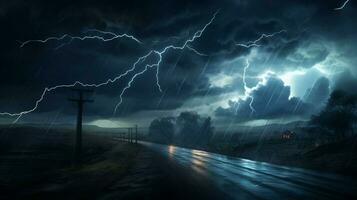 buio temporale Pericolo di elettricità e spaventoso paesaggio foto
