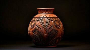 decorativo terracotta vaso con intricato indigeno foto