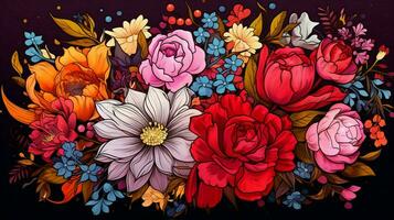 fiore mazzo illustrazione nel Multi colorato natura indietro foto