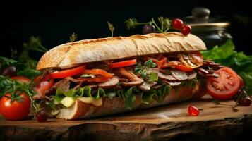 fresco buongustaio Sandwich con carne e verdure foto