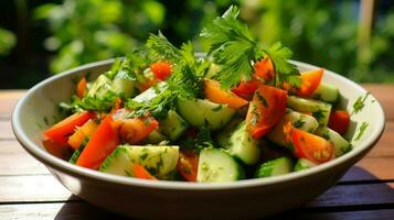 fresco verdura insalata con prezzemolo e coriandolo salutare foto