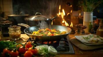 freschezza e Salute nel un' vegetariano pasto cucinato in casa foto