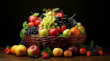frutta cestino detiene un abbondanza di salutare varietà foto