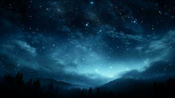 galassia raggiante starfield si illumina il buio notte cielo foto