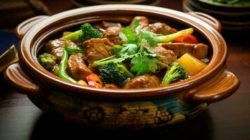 salutare mangiare nel Cinese cultura verdura stufato foto