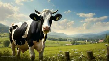 Holstein bestiame sfiora su rurale prato bellezza foto