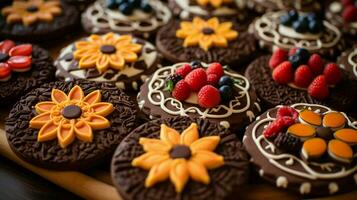 fatti in casa buongustaio biscotti al forno con cioccolato e frutta foto