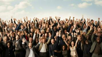 grande gruppo di persone celebrare riuscito prestazione foto