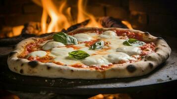 fusione Mozzarella su fatti in casa Pizza al forno foto