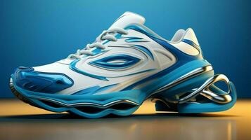 moderno blu gli sport scarpa design vicino su e alla moda foto