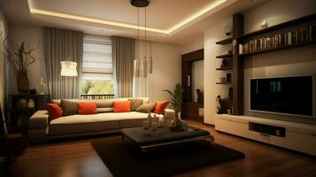 moderno domestico camera con elegante casa interno design foto