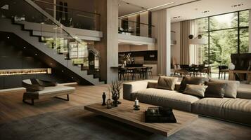 moderno casa interno con elegante design e comfort foto
