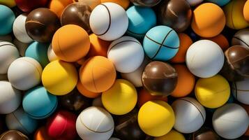 Multi colorato sfere di sport palle a bizzeffe all'aperto foto