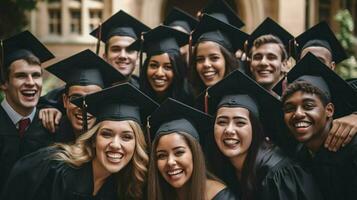 Multi etnico gruppo di laureati sorridente con successo foto