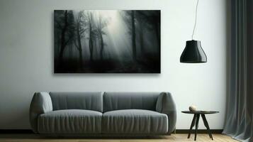 misterioso foresta silhouette tranquillo scena nero e bianca foto