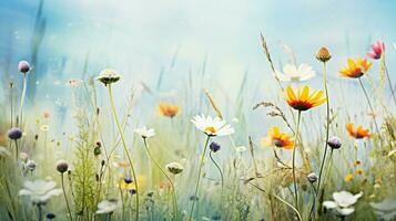 natura bellezza nel estate prato con fiori selvatici foto