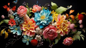 nature bellezza brilla nel Multi colorato floreale decorazione foto