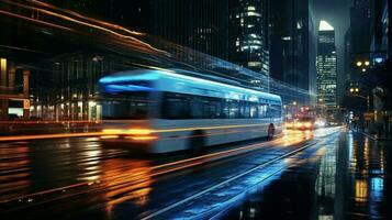 notte mezzi di trasporto sfocato movimento moderno città vita foto