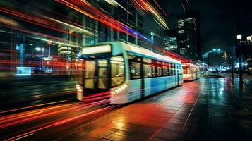 notte mezzi di trasporto sfocato movimento moderno città vita foto