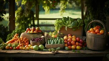 biologico azienda agricola raccolti fresco frutta e verdure foto