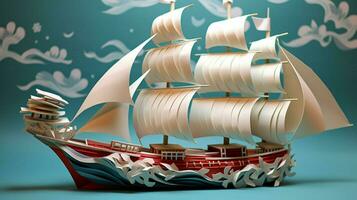 origami carta mestiere nave vele su immaginazione nautico foto