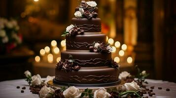 romantico nozze celebrazione con ornato cioccolato nozze foto