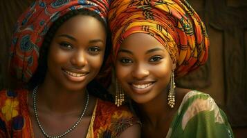 sorridente africano donne bellissimo ritratto di solidarieta foto