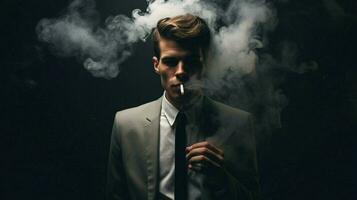 fumo uomini malsano abitudine catturato nel ritratto foto