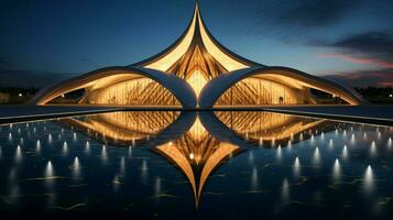 spiritualità riflessa nel moderno illuminato architettura foto