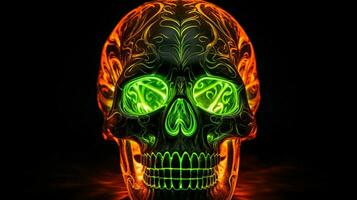 spaventoso Halloween decorazione raggiante cranio simbolo su nero foto