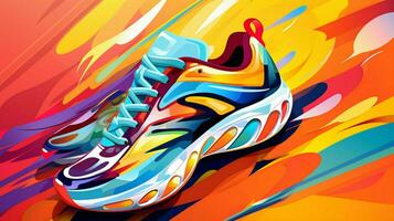 gli sport scarpa concorrenza nel astratto Multi colore sfondo foto