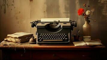 macchina da scrivere su vecchio tavolo nostalgia e storia scena foto