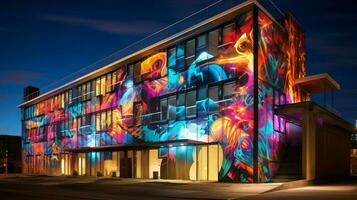 vivace città vita graffiti si illumina moderno architettura foto