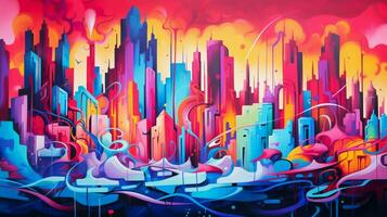 vivace colori spray caos su città muri foto