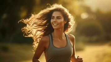 giovane donna jogging all'aperto godendo salutare stile di vita foto