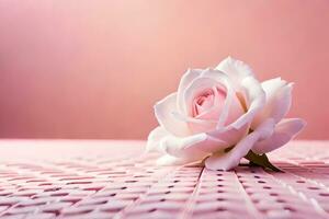 un' singolo rosa su un' rosa sfondo. ai-generato foto