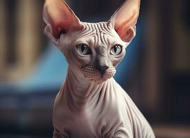 bellissimo foto sphynx gatto concetto, contemporaneo naturale e umore sociale sfondo. generativo ai