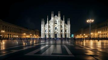 notte Visualizza di duomo di milano. generativo ai foto