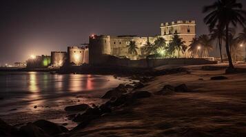 notte Visualizza di elmina castello. generativo ai foto