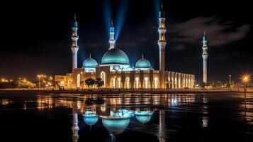 notte Visualizza di grande moschea di kano. generativo ai foto