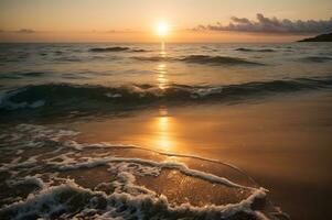 bellissimo tramonto Visualizza a partire dal spiaggia, ai generato. foto