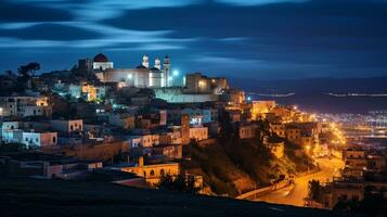 notte Visualizza di kasba di algeri. generativo ai foto