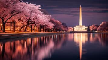 notte Visualizza di Lincoln memoriale. generativo ai foto